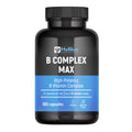 HyBlue Vitamina B Complex Alto Dosaggio, 180 Cps | Complesso Vitamine Gruppo B con B12, Biotina & Acido Folico | Supporto Energia & Sistema Nervoso | No Glutine Ne Lattosio, Vegano | Fino 6 Mesi
